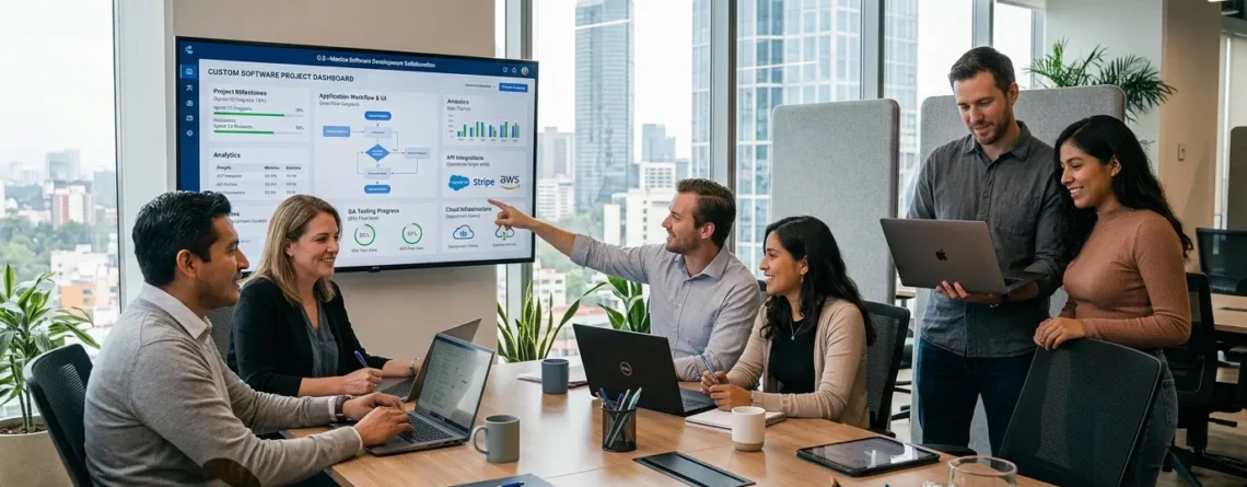 Team reviewing dashboard screen