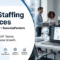 SEO featured image for SAP Staffing Services highlighting ABAP, FICO, and SuccessFactors solutions alongside a modern corporate office background.