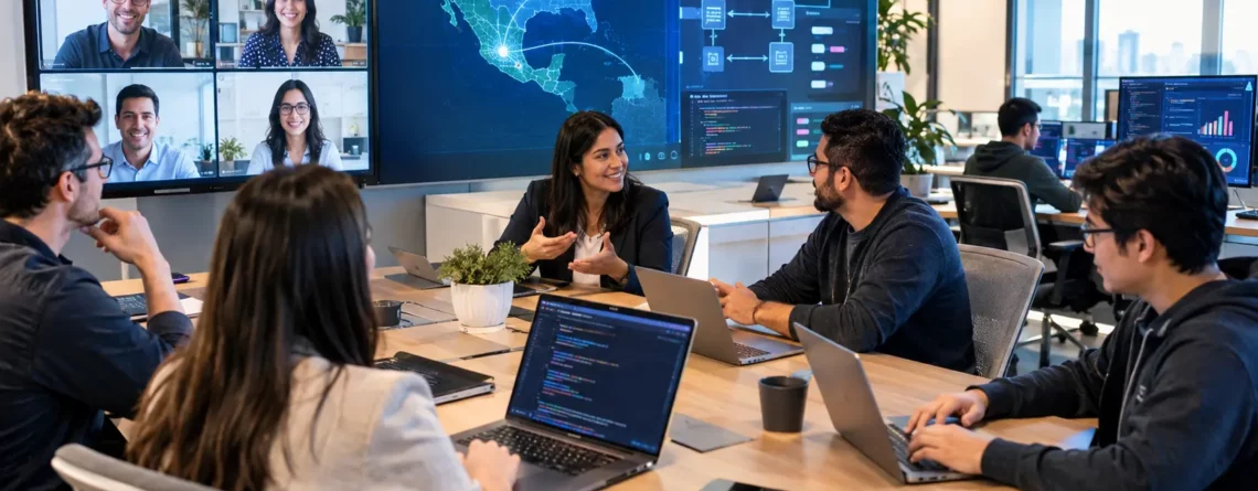U.S. business team collaborating with a software development team in Mexico