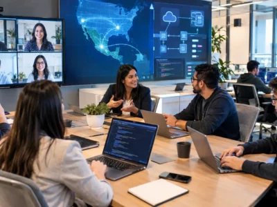 U.S. business team collaborating with a software development team in Mexico