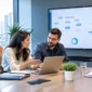Software developers and business stakeholders collaborating on a custom software project in a modern office.