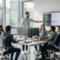 Software development team collaborating on a custom application